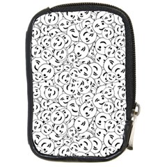 Winking Emoticon Sketchy Drawing Motif Random Pattern Compact Camera Leather Case by dflcprintsclothing