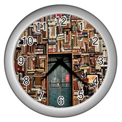 Books Wall Clock (silver) by artworkshop