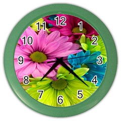 Flowers Wallpaper Color Wall Clock by artworkshop
