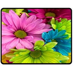 Flowers Wallpaper One Side Fleece Blanket (medium) by artworkshop