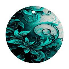 Turquoise Flower Background Ornament (Round)