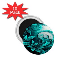 Turquoise Flower Background 1.75  Magnets (10 pack) 