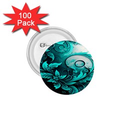 Turquoise Flower Background 1.75  Buttons (100 pack) 