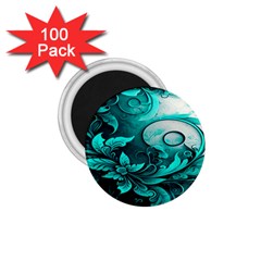 Turquoise Flower Background 1.75  Magnets (100 pack) 