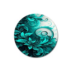 Turquoise Flower Background Magnet 3  (Round)