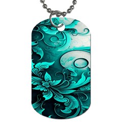 Turquoise Flower Background Dog Tag (One Side)