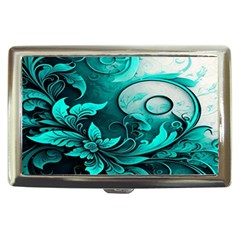 Turquoise Flower Background Cigarette Money Case