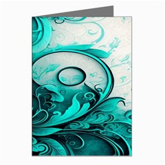 Turquoise Flower Background Greeting Cards (Pkg of 8)