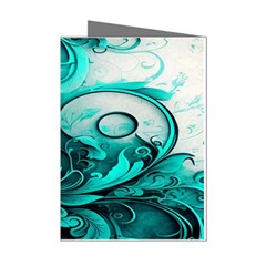 Turquoise Flower Background Mini Greeting Cards (Pkg of 8)