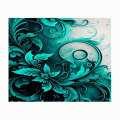 Turquoise Flower Background Small Glasses Cloth