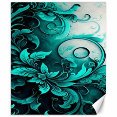 Turquoise Flower Background Canvas 8  x 10 