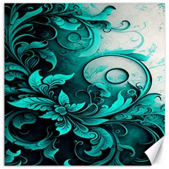 Turquoise Flower Background Canvas 12  x 12 