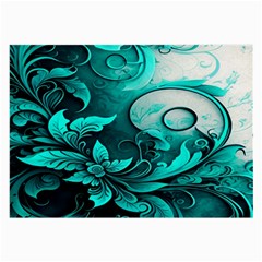 Turquoise Flower Background Large Glasses Cloth (2 Sides)