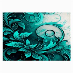 Turquoise Flower Background Large Glasses Cloth (2 Sides) by artworkshop