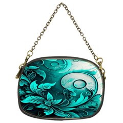 Turquoise Flower Background Chain Purse (Two Sides)