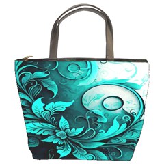 Turquoise Flower Background Bucket Bag