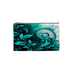 Turquoise Flower Background Cosmetic Bag (Small)