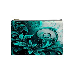 Turquoise Flower Background Cosmetic Bag (Medium)