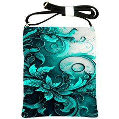 Turquoise Flower Background Shoulder Sling Bag