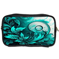 Turquoise Flower Background Toiletries Bag (Two Sides)