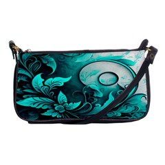 Turquoise Flower Background Shoulder Clutch Bag