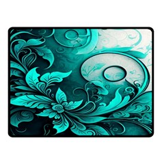 Turquoise Flower Background One Side Fleece Blanket (Small)