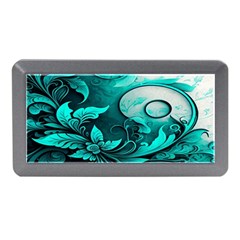 Turquoise Flower Background Memory Card Reader (mini) by artworkshop