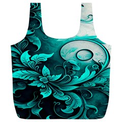 Turquoise Flower Background Full Print Recycle Bag (XL)