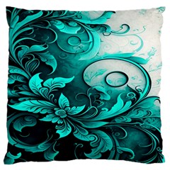 Turquoise Flower Background Standard Premium Plush Fleece Cushion Case (Two Sides)