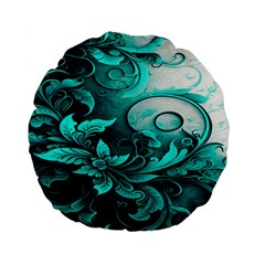 Turquoise Flower Background Standard 15  Premium Flano Round Cushions