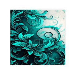 Turquoise Flower Background Square Satin Scarf (30  x 30 )