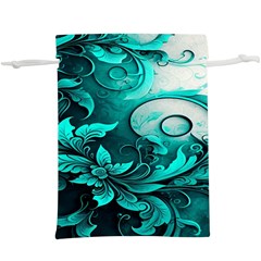 Turquoise Flower Background Lightweight Drawstring Pouch (XL)