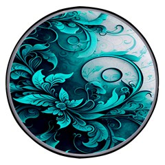 Turquoise Flower Background Wireless Fast Charger(Black)