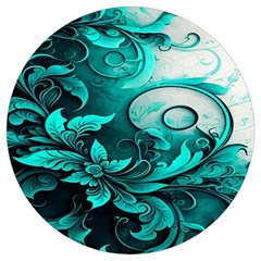 Turquoise Flower Background Round Trivet