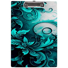 Turquoise Flower Background A4 Acrylic Clipboard