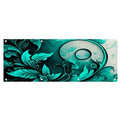 Turquoise Flower Background Banner and Sign 8  x 3 