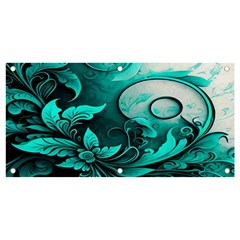 Turquoise Flower Background Banner And Sign 4  X 2  by artworkshop