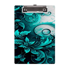 Turquoise Flower Background A5 Acrylic Clipboard