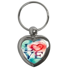Valentines Day Heart Watercolor Background Key Chain (heart)