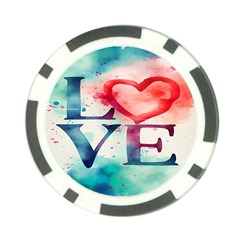 Valentines Day Heart Watercolor Background Poker Chip Card Guard