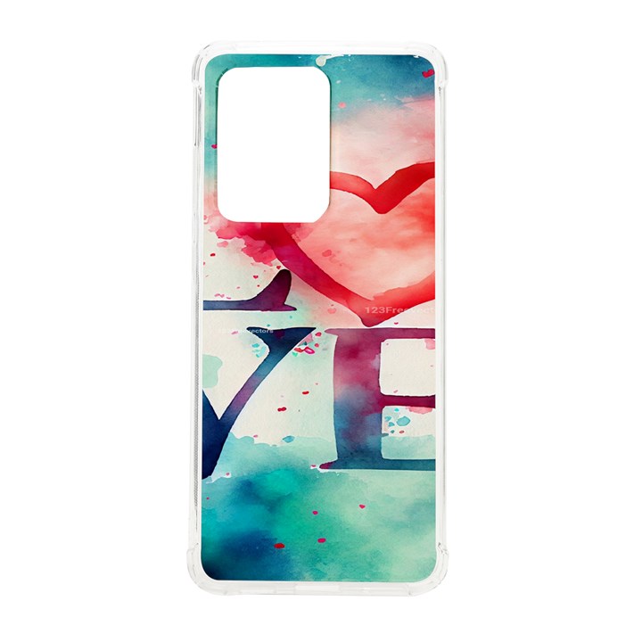 Valentines Day Heart Watercolor Background Samsung Galaxy S20 Ultra 6.9 Inch TPU UV Case