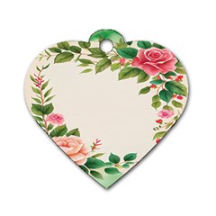 Watercolor Flower Dog Tag Heart (one Side) by artworkshop