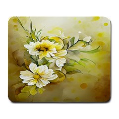 Watercolor Yellow And-white Flower Background Large Mousepad