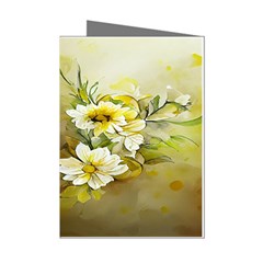Watercolor Yellow And-white Flower Background Mini Greeting Cards (pkg Of 8) by artworkshop