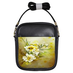 Watercolor Yellow And-white Flower Background Girls Sling Bag by artworkshop