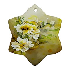 Watercolor Yellow And-white Flower Background Ornament (snowflake) by artworkshop