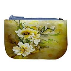 Watercolor Yellow And-white Flower Background Large Coin Purse by artworkshop