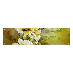 Watercolor Yellow And-white Flower Background Banner And Sign 4  X 1  by artworkshop