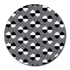 Geometric Pattern Line Form Texture Structure Round Mousepad