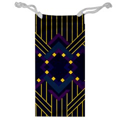 Line Square Pattern Violet Blue Yellow Design Jewelry Bag